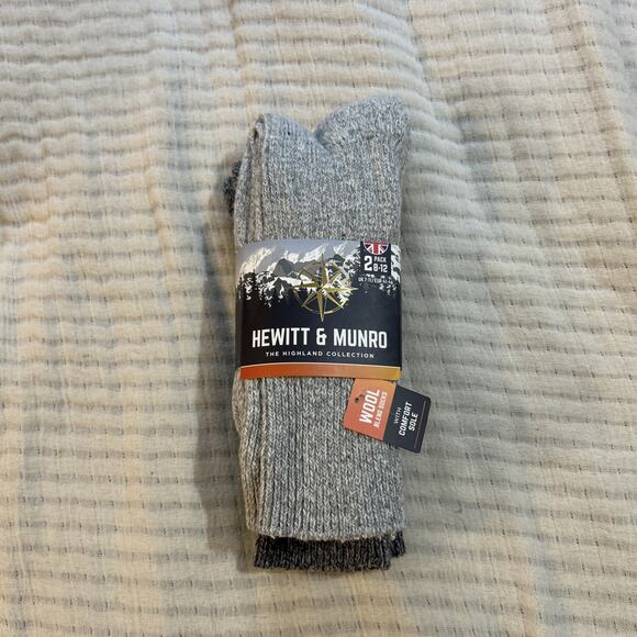 Hewitt & Munro Wool Blend Socks 2 pack Men’s 8-12 Highland Collection Crew - Picture 1 of 4